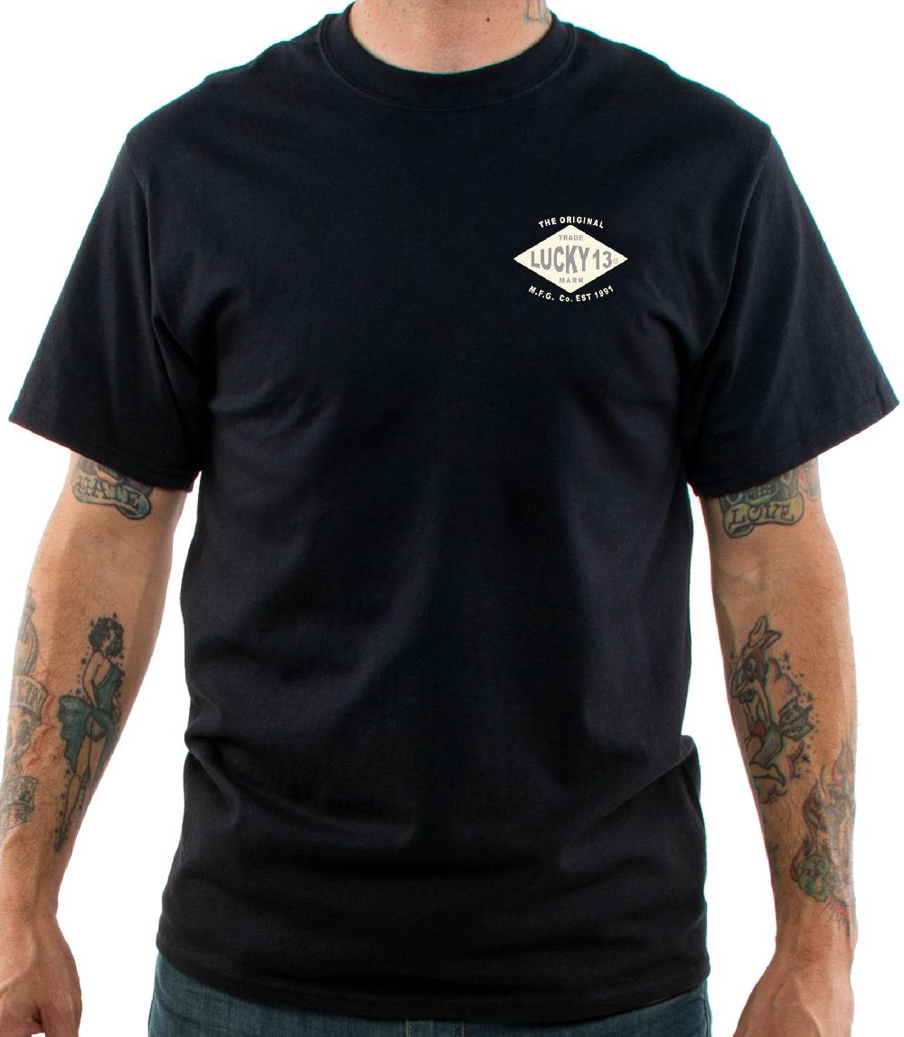 Lucky 13 The PISTON PIN-UP Men’s Short Sleeve Tee Shirt By Lucky 13 Black – Lucky13apparel