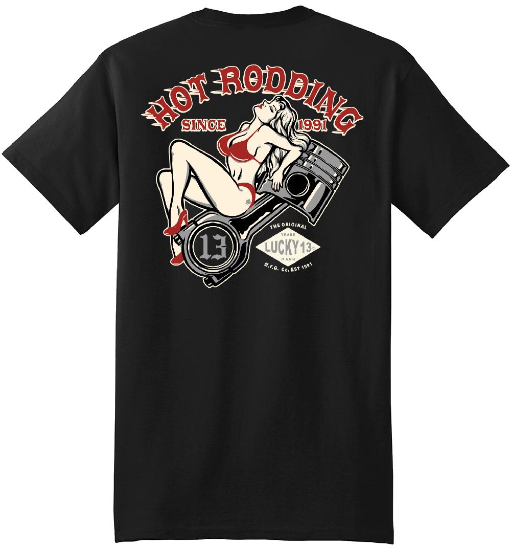 lucky 13 The PISTON PIN-UP Men’s Short Sleeve Tee Shirt By Lucky 13 Black – Lucky13apparel