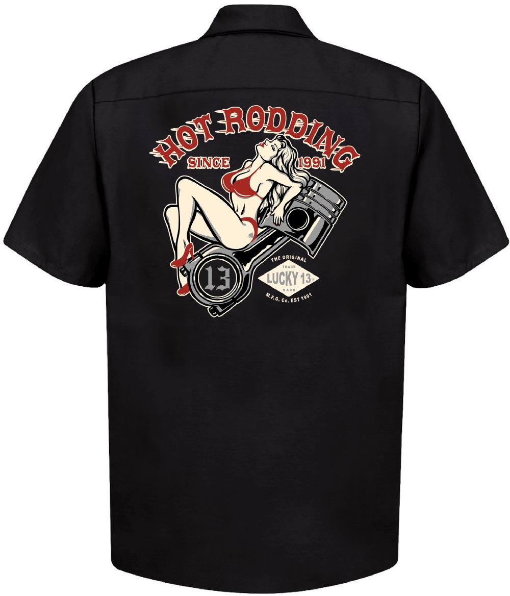 lucky 13 The PISTON PIN UP Men’s Short Sleeve Work shirt By Lucky 13 Black – Lucky13apparel