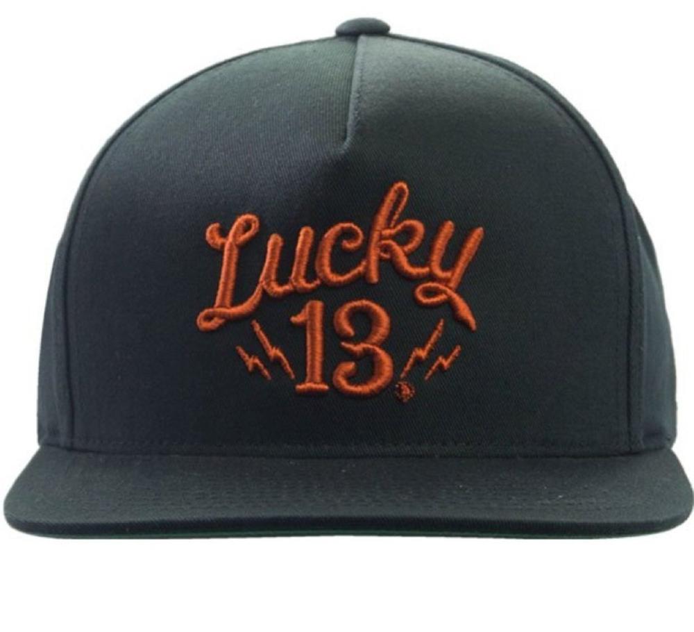 Lucky 13 The “Shocker” Snapback Hat By Lucky 13 BLACK/RUST – Lucky13apparel