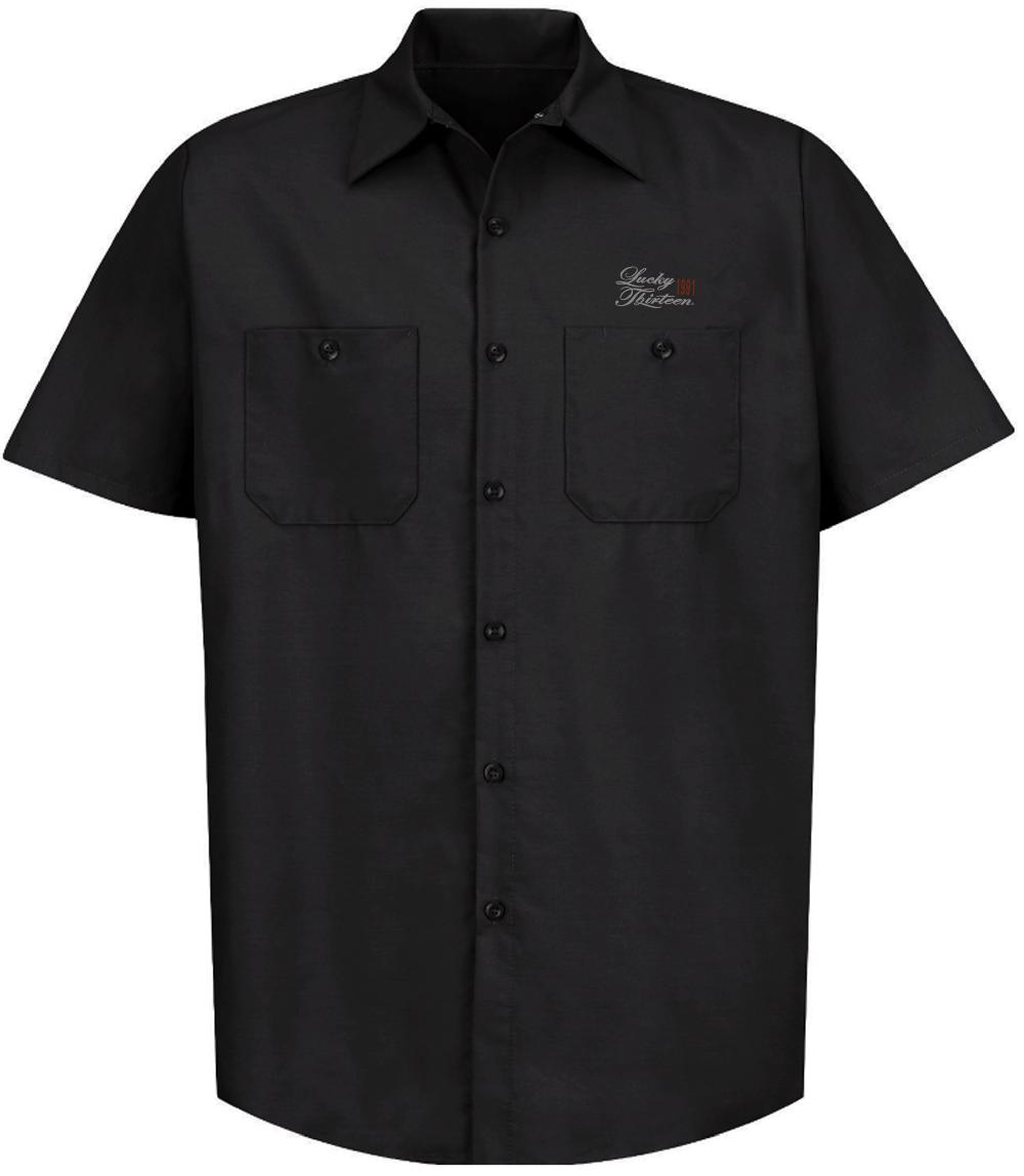 Lucky 13 The SKULL BOBBER Men’s Short Sleeve Work Shirt By Lucky 13 Black – Lucky13apparel