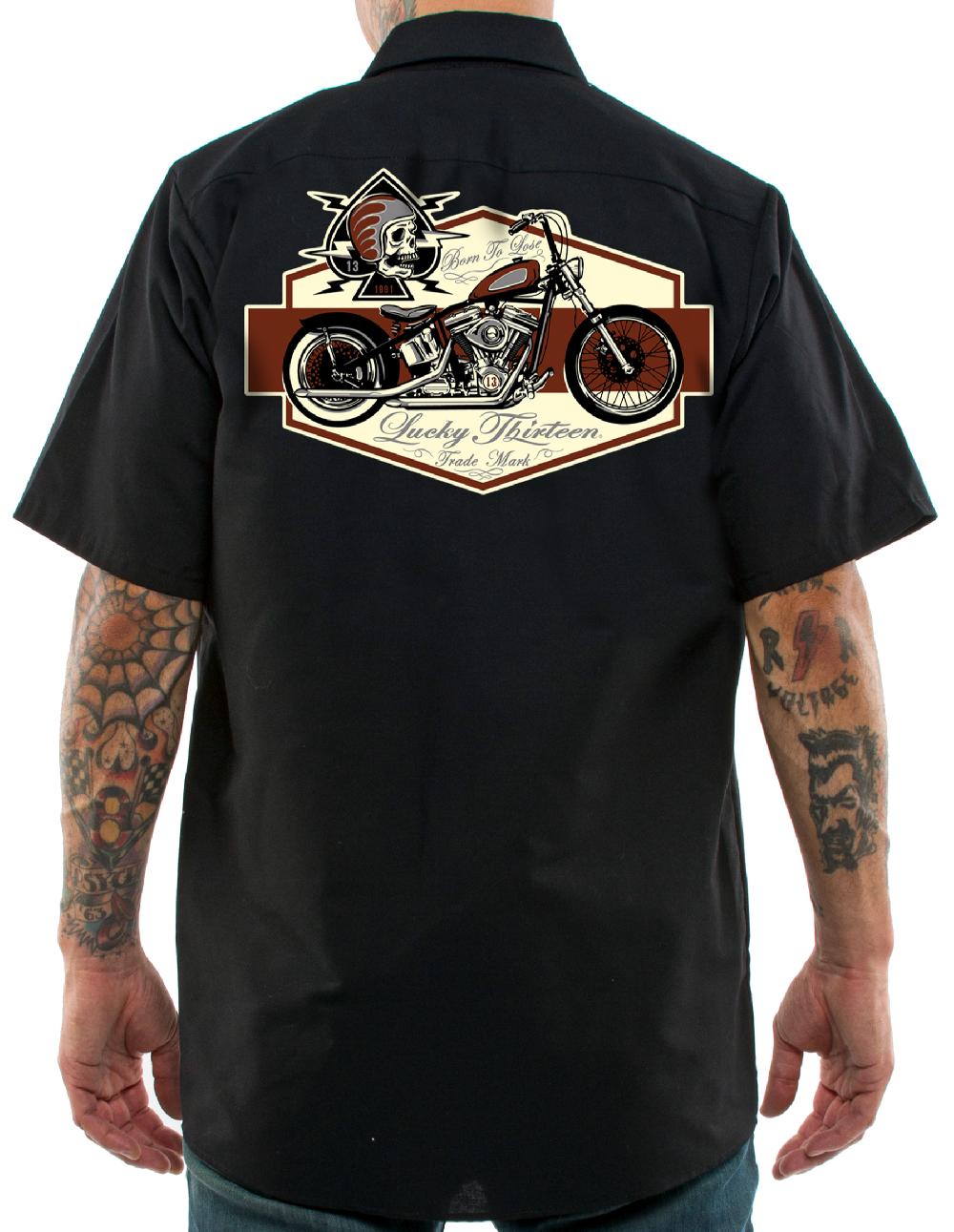 Lucky 13 The SKULL BOBBER Men’s Short Sleeve Work Shirt By Lucky 13 Black – Lucky13apparel