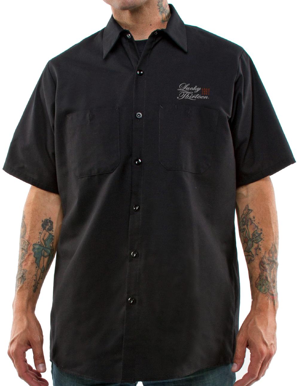 Lucky 13 The SKULL BOBBER Men’s Short Sleeve Work Shirt By Lucky 13 Black – Lucky13apparel