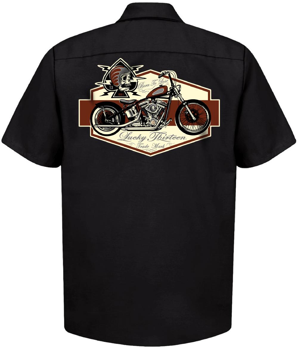 lucky 13 The SKULL BOBBER Men’s Short Sleeve Work shirt By Lucky 13 Black – Lucky13apparel