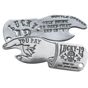 lucky 13 The SKULL STARS Spinner Bottle Opener Keychain by Lucky 13 ZINC – Lucky13apparel
