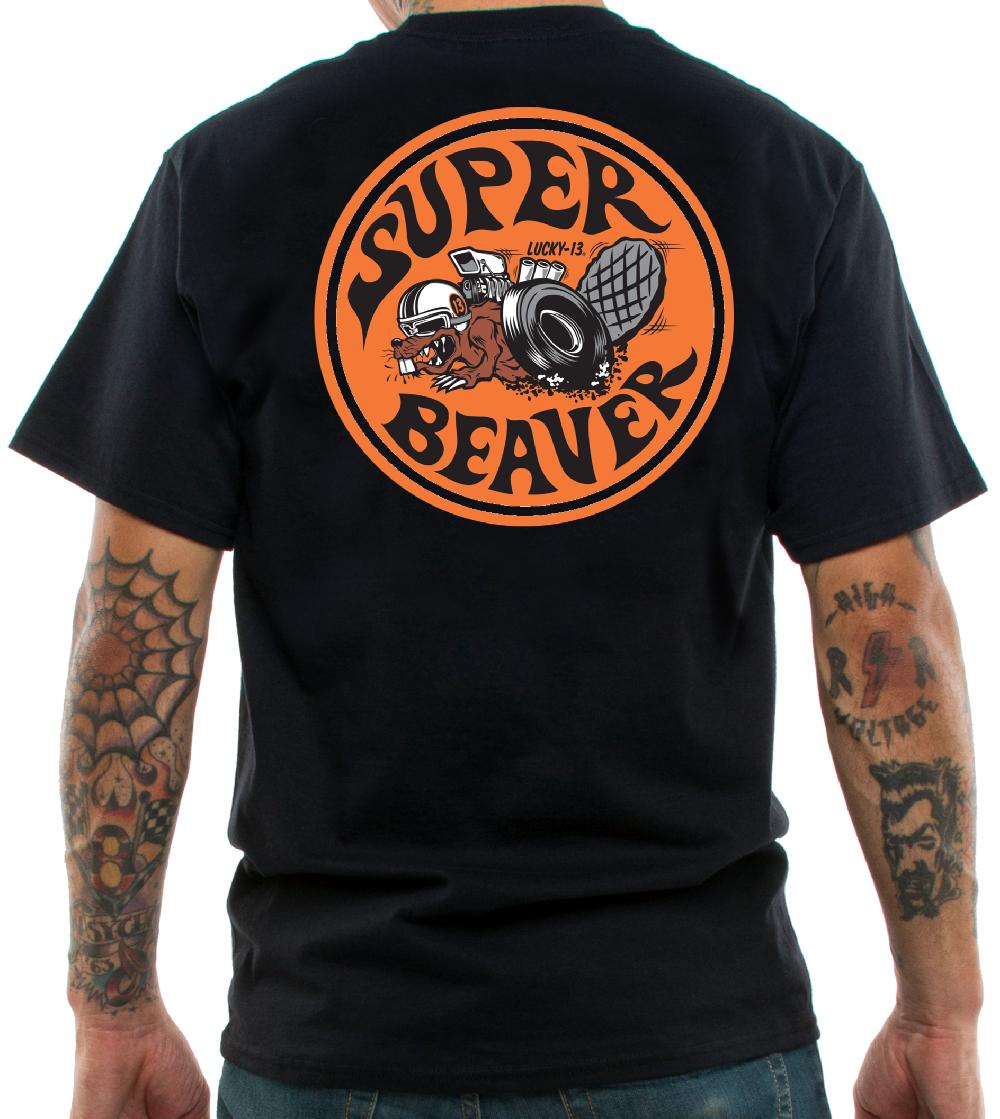 Lucky 13 The SUPER BEAVER Men’s Short Sleeve Tee Shirt By Lucky 13 Black – Lucky13apparel