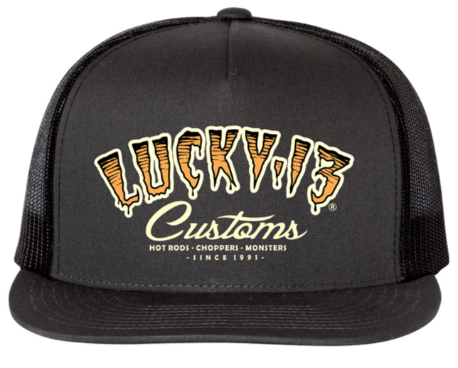 Lucky 13 The TIGER CUSTOM Poplin/mesh Snapback Trucker Cap With Transfer By Lucky 13 Black/black – Lucky13apparel