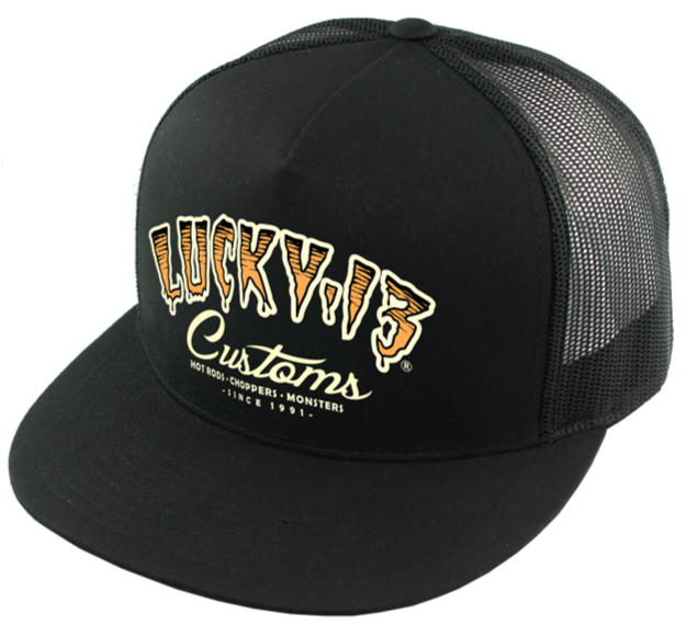 lucky 13 The TIGER CUSTOM poplin/mesh snapback trucker cap with transfer by Lucky 13 black/black – Lucky13apparel