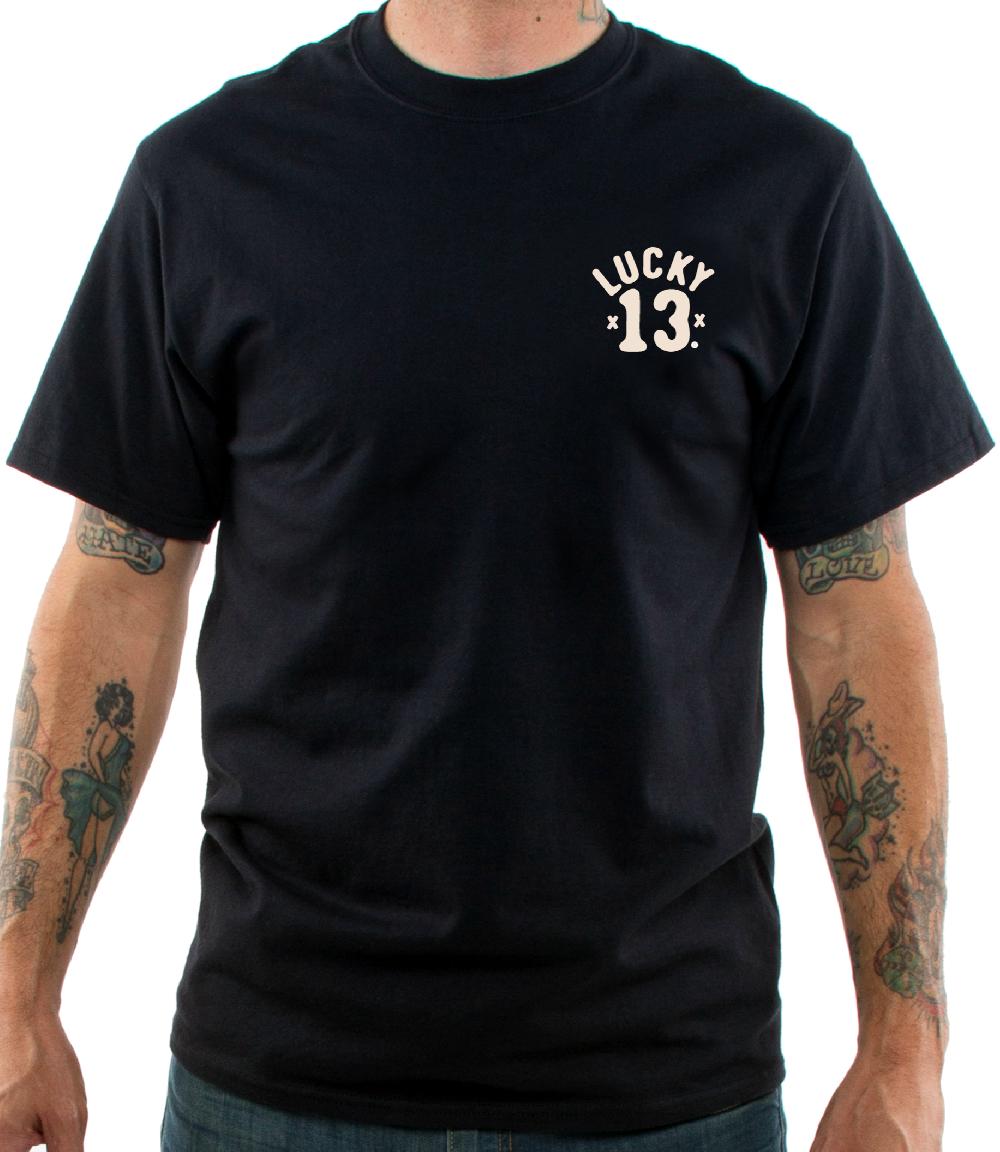 Lucky 13 The TOMCAT Men’s Short Sleeve Tee Shirt By Lucky 13 Black – Lucky13apparel