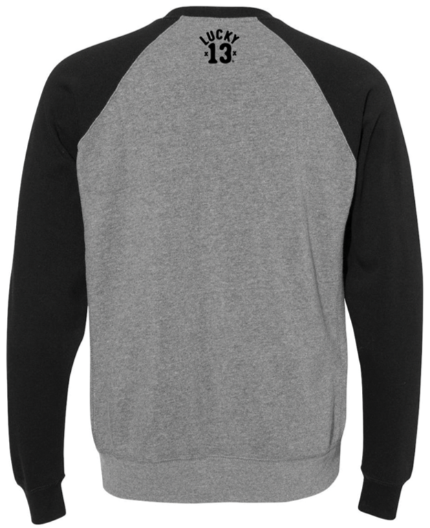 Lucky 13 The TOMCAT Two-tone Raglan Crewneck Sweatshirt Nickel Black – Lucky13apparel