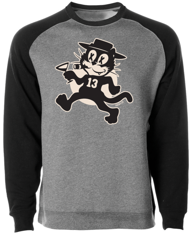 lucky 13 The TOMCAT two-tone raglan crewneck sweatshirt Nickel Black – Lucky13apparel