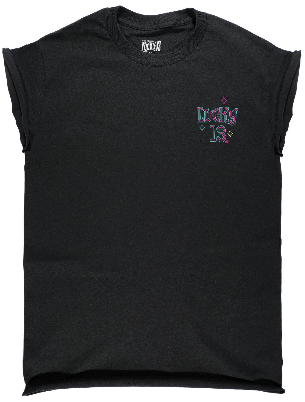 Lucky 13 The VOODOO MIRAGE Custom Capped Sleeve Women’s Tee Black – Lucky13apparel