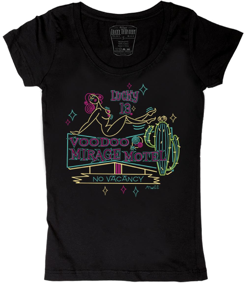 lucky 13 VOODOO MIRAGE Women’s Scoop Neck Tee by Lucky 13 Black – Lucky13apparel