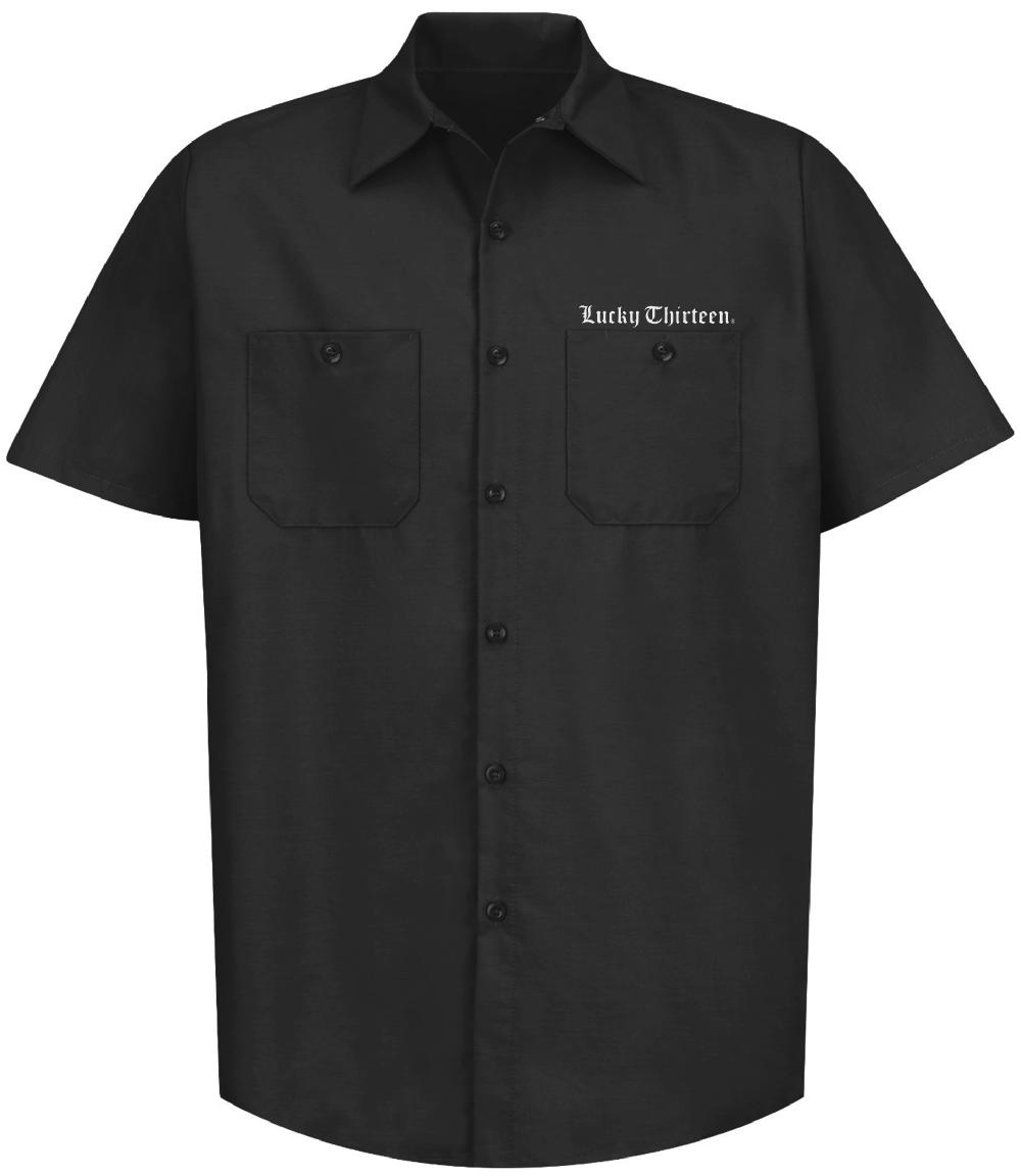 Lucky 13 WINGED SKULLY Men’s Short Sleeve Work Shirt By Lucky 13 Black – Lucky13apparel