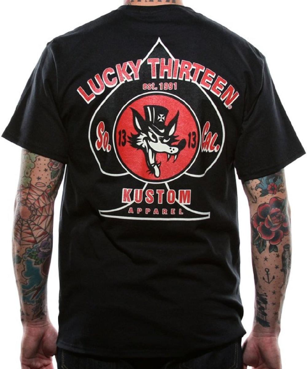 Lucky 13 Wolfy Mens Short Sleeve Tee Shirt By Lucky 13 Black – Lucky13apparel