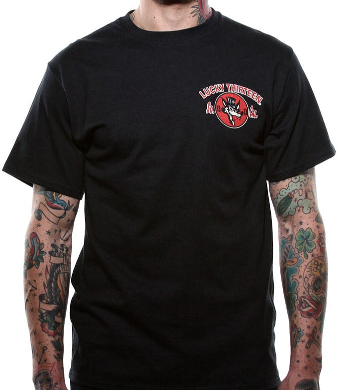 Lucky 13 Wolfy Mens Short Sleeve Tee Shirt By Lucky 13 Black – Lucky13apparel