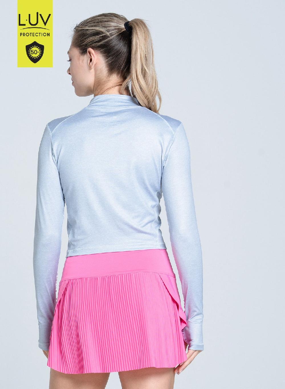 Lucky In Love Heather Mock Neck Hip Fit Long Sleeve