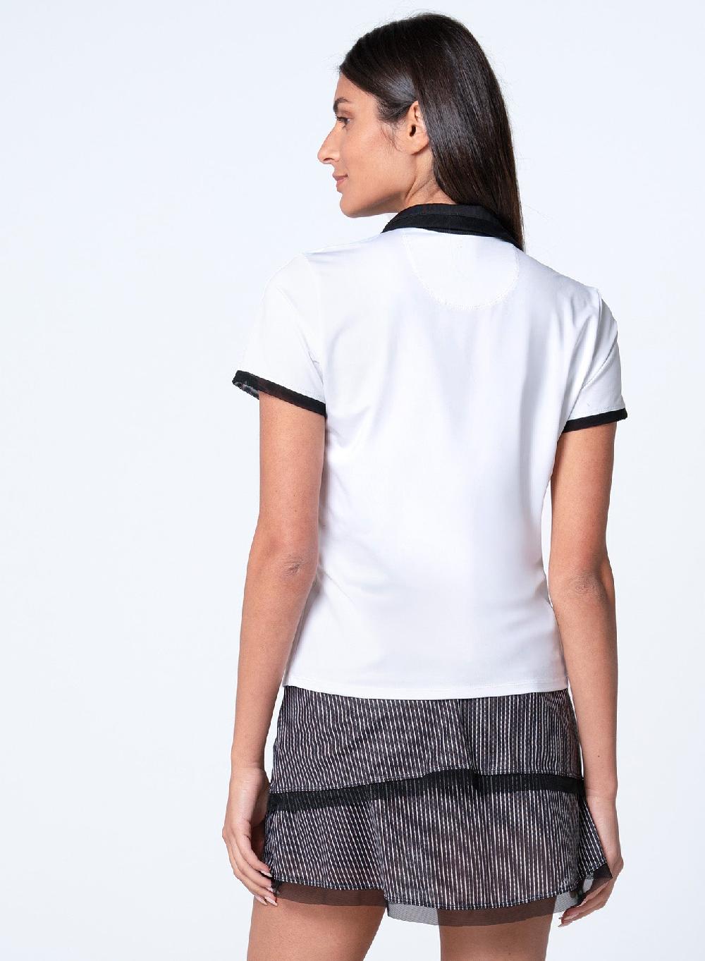 Lucky In Love Chevron Placket Zip Short Sleeve