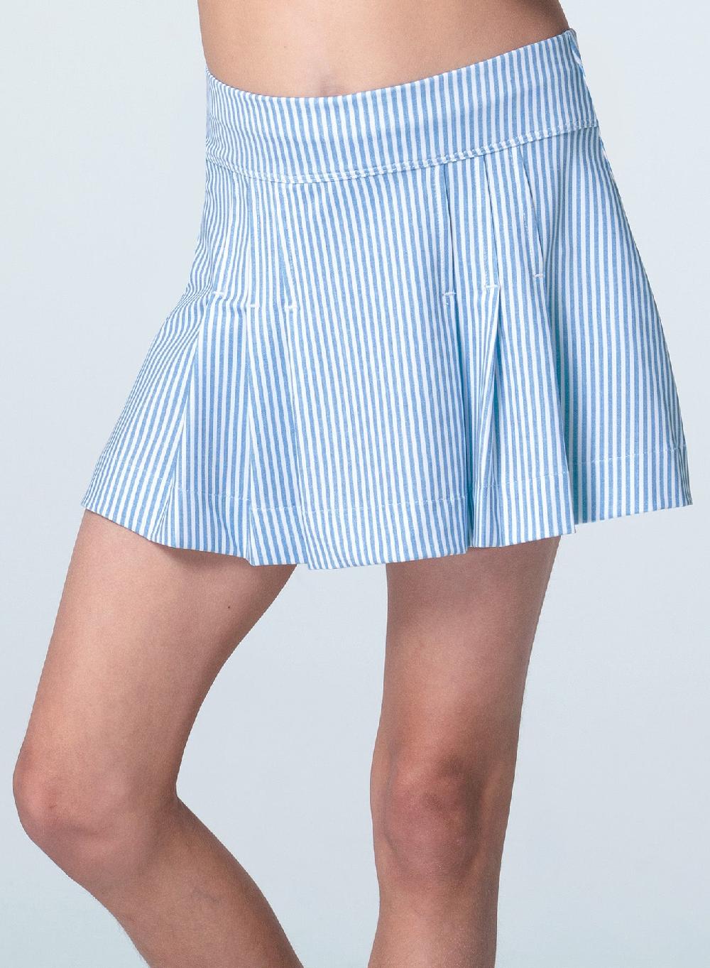 Lucky In Love Linen Stripe Pleat Skirt-Girls
