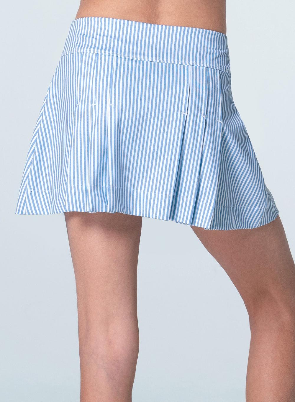 Lucky In Love Linen Stripe Pleat Skirt-Girls