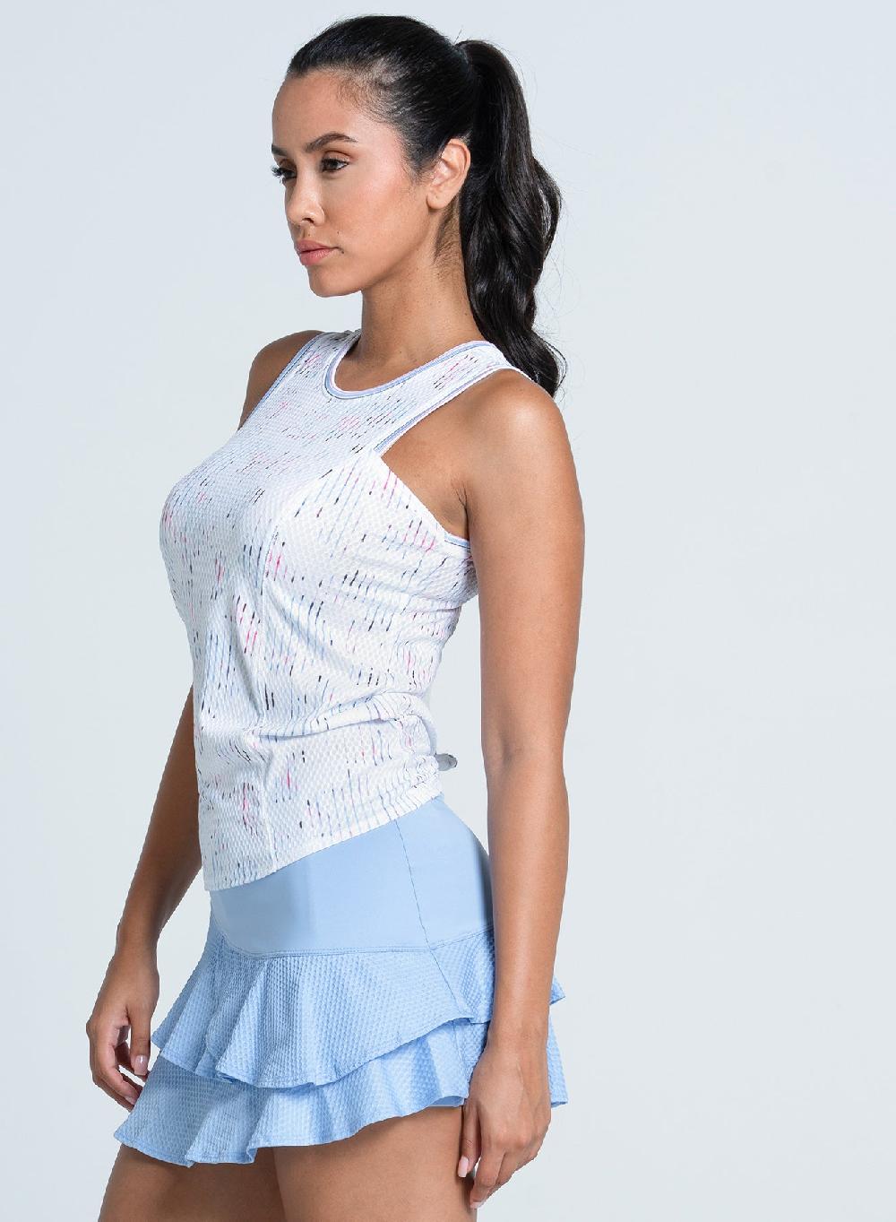 Lucky In Love Love Me Blue Tie Back Tank