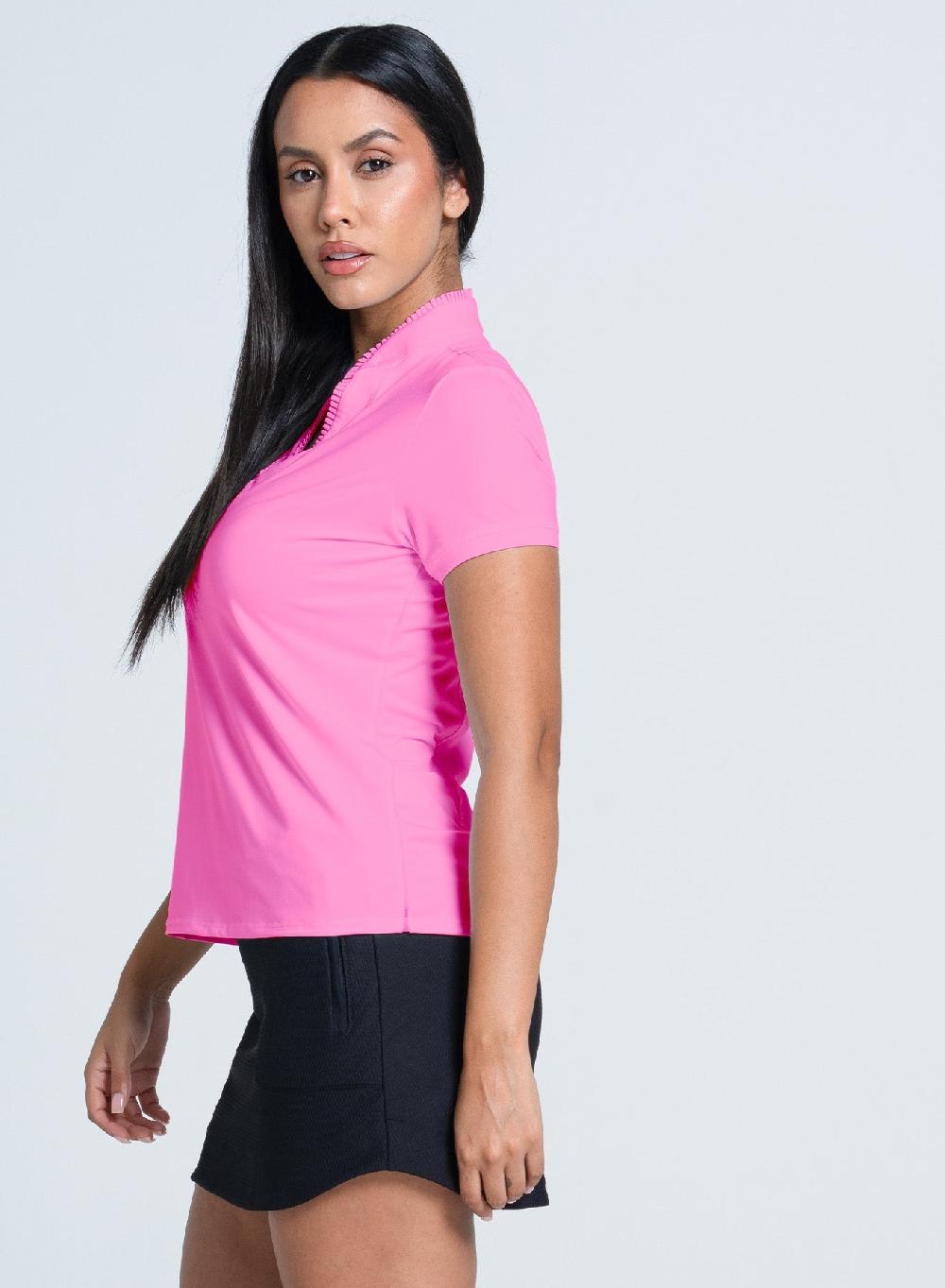 Lucky In Love Pleated Placket Short Sleeve