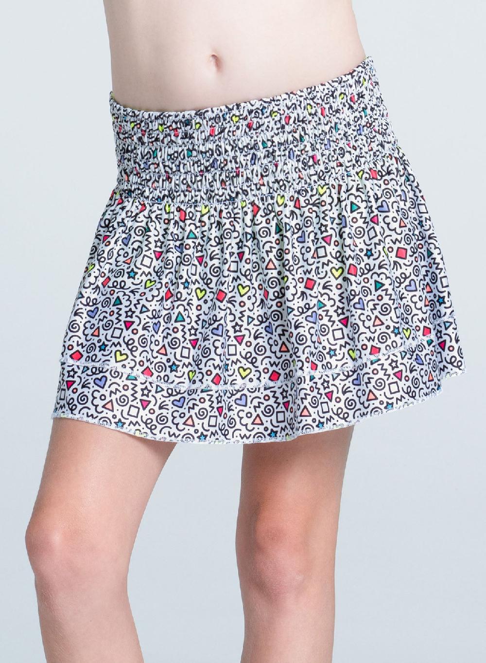 Lucky In Love Retro Doodles Smocked Skirt