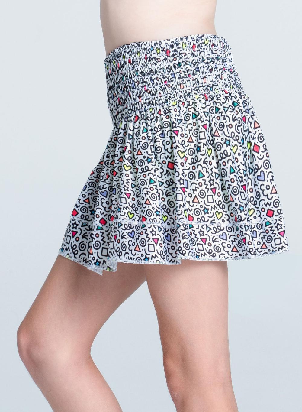 Lucky In Love Retro Doodles Smocked Skirt