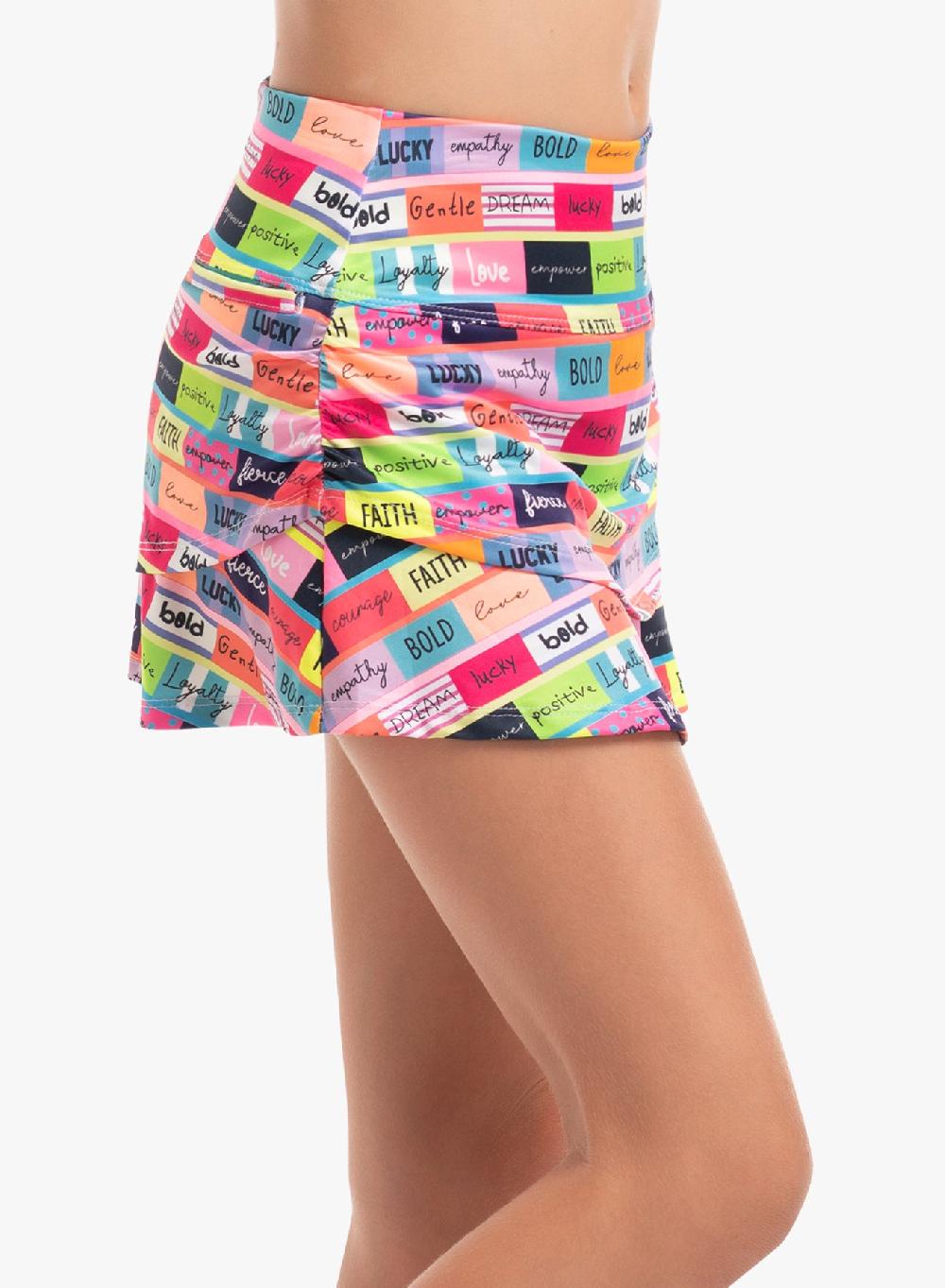 Lucky In Love Motivate Me Ruche Skirt W/back Pocket - Girls