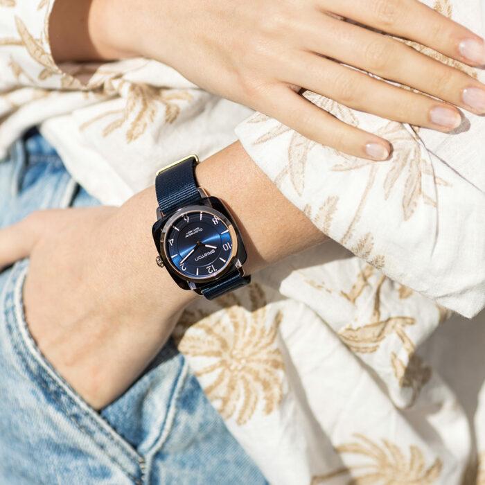 Lucky One Briston Clubmaster Chic Gold Midnight Blue Watch