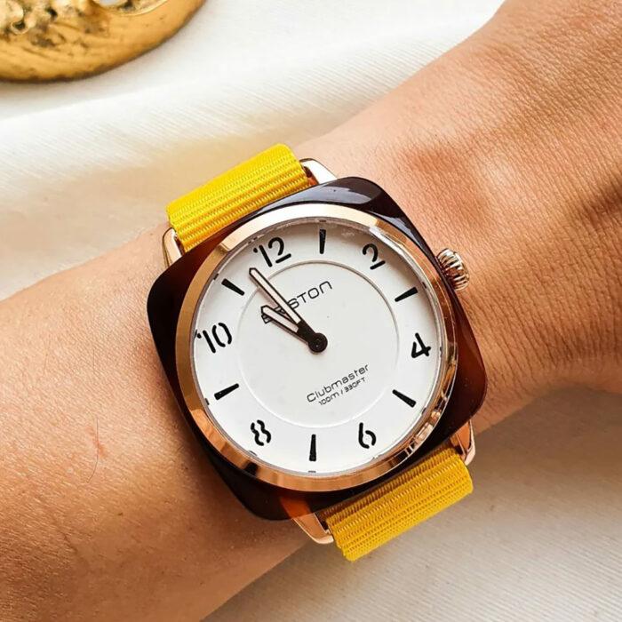 Lucky One Briston Clubmaster Chic Gold White Dial Watch