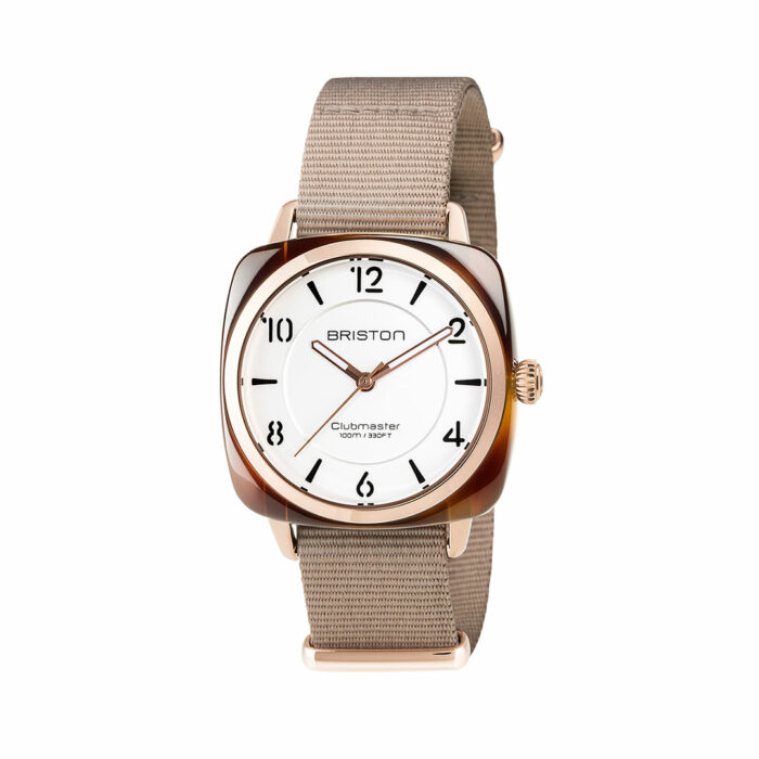 lucky one Briston Clubmaster Chic Gold White Dial Watch