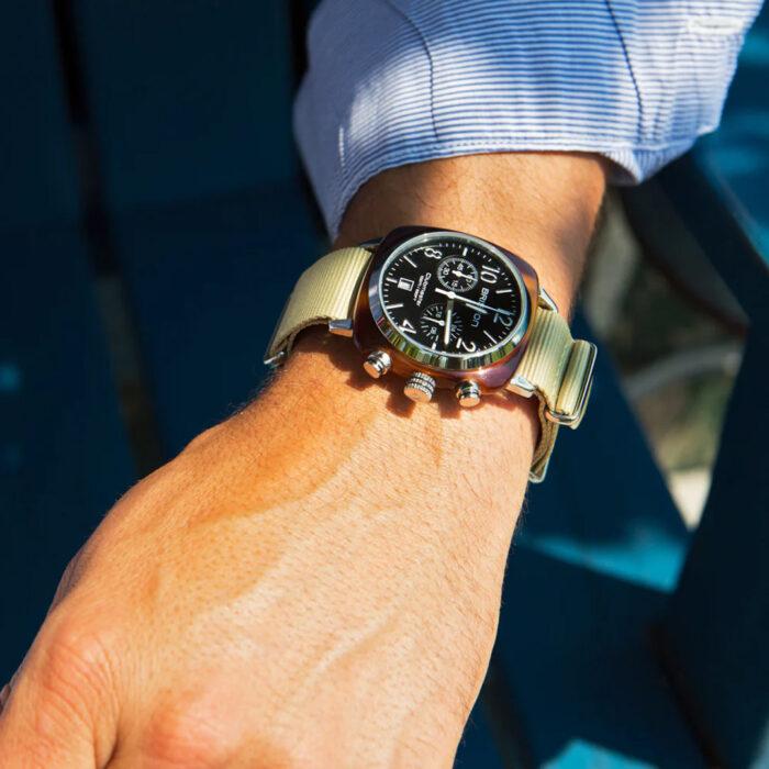 Lucky One Briston Clubmaster Classic Chrono Black Khaki Watch