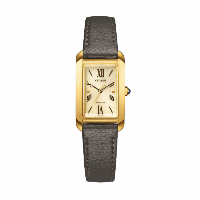 lucky one Citizen L Elongated Square Leather Gold Watch EW5622-09P