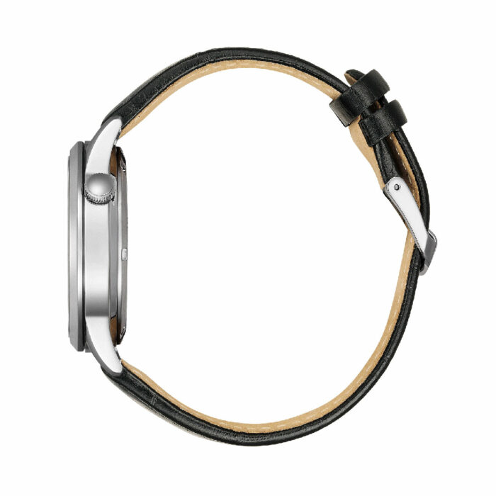 Lucky One Citizen Platform Open Heart Black Leather Watch NH9131-14E