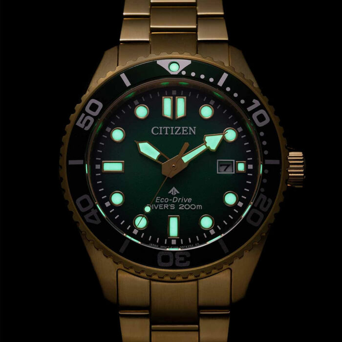 Lucky One Citizen Promaster Diver Green Gold Watch BN0262-59W