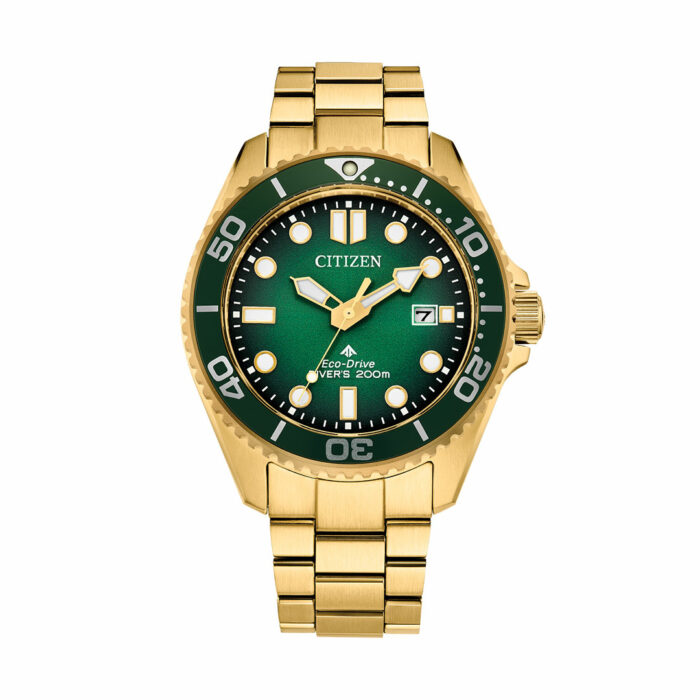 lucky one Citizen Promaster Diver Green Gold Watch BN0262-59W