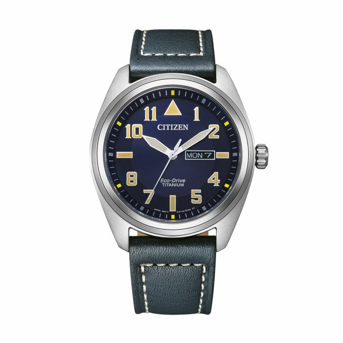 lucky one Citizen Super Titanium Eco-Drive Leather Strap Watch BM8560-45L