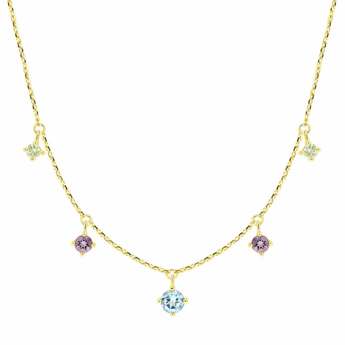 lucky one Dangling Charms Necklace with Fine Gemstones