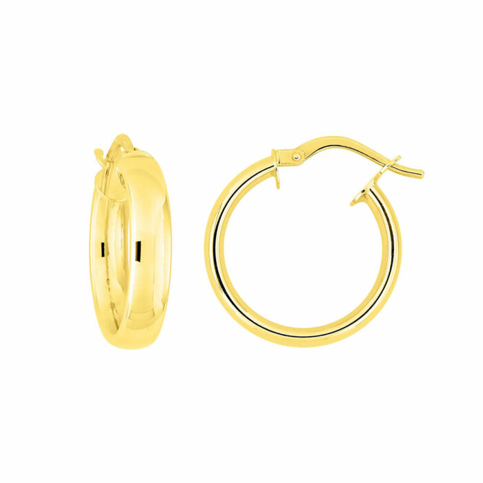 lucky one Hoop Earrings – Diameter 15mm in Yellow Gold