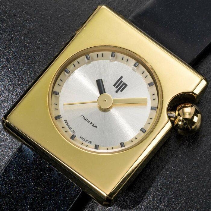 Lucky One Lip Mach 2000 Mini Square Black Gold Watch 671178