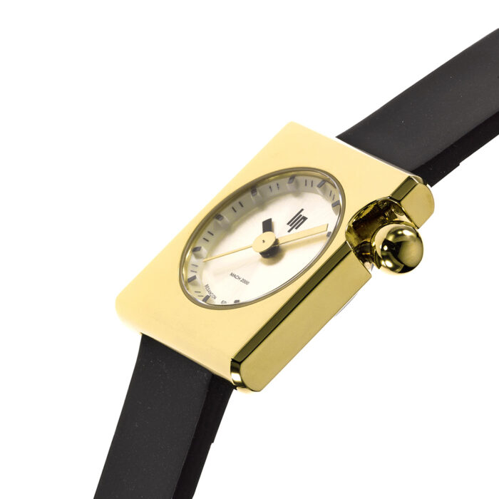 Lucky One Lip Mach 2000 Mini Square Black Gold Watch 671178
