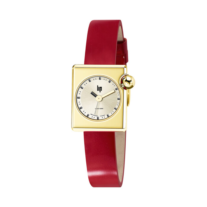 lucky one Lip Mach 2000 Mini Square Golden Red Watch 671186