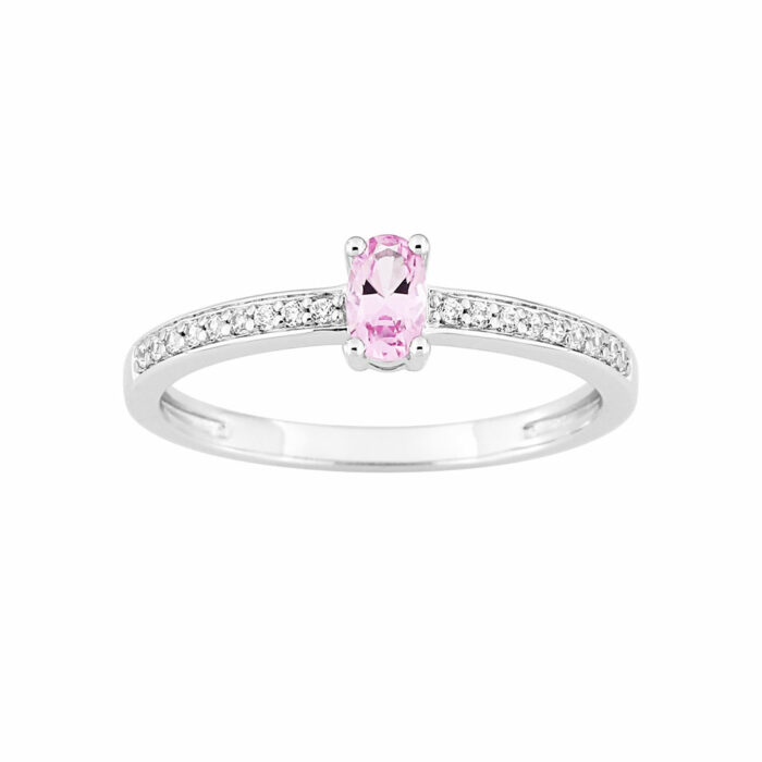 lucky one Lollipop Ring – Pink Sapphire Diamonds White Gold