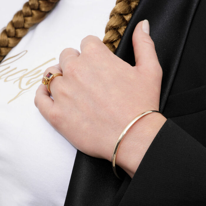 lucky one 3mm Half Flat Solid Gold Bangle