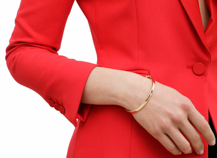 Lucky One 3mm Rectangle Wire Solid Gold Bangle