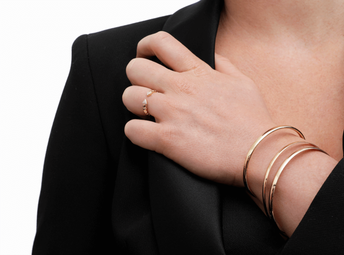 lucky one 5mm Half Flat Solid Gold Bangle