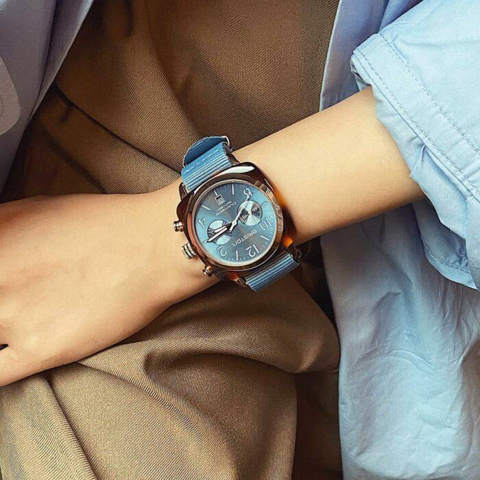 Lucky One Briston Clubmaster Gold Ice Blue Watch