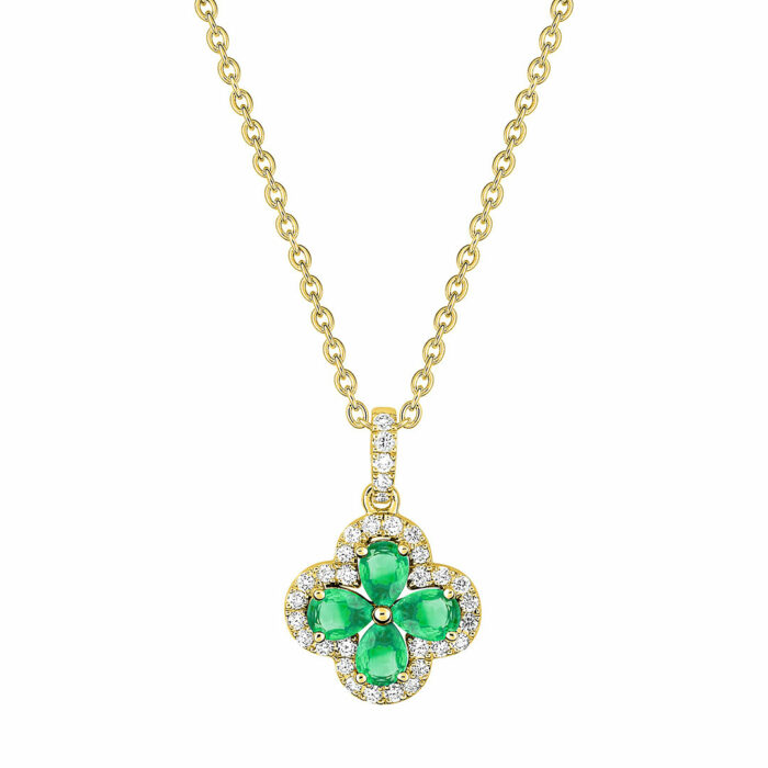 lucky one Emerald Flower Necklace – Yellow Gold