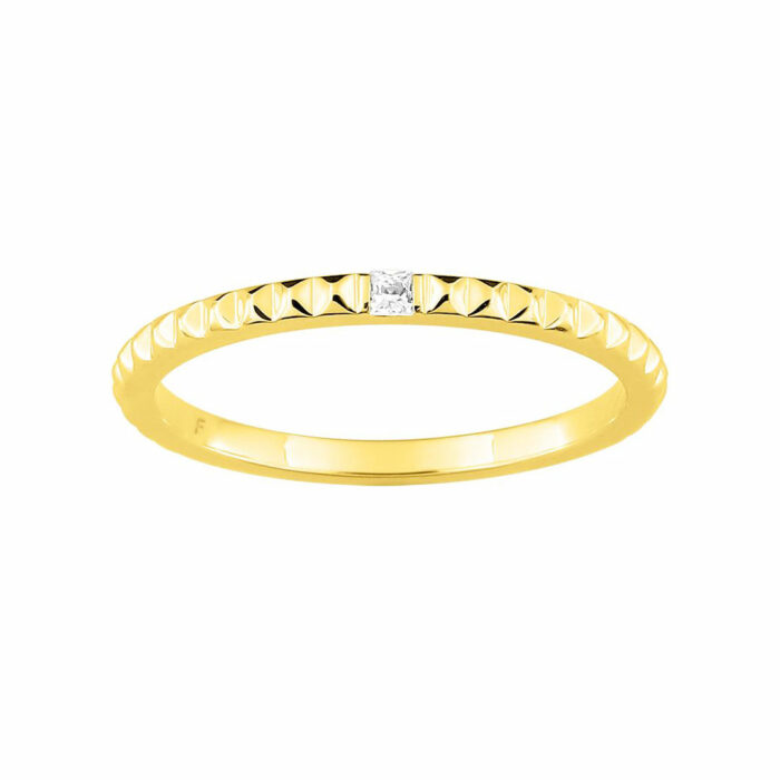 lucky one Notch Ring – Yellow Gold with Diamond